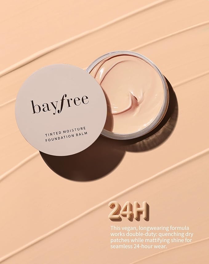 bayfree Tinted Moisture Foundation Balm, All-Day Wear Full Coverage Foundation, Hydrating & Weightless, Sweatproof & Humidity-Resistant, Buildable Natural Finish, Vegan Korean Makeup