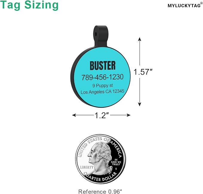 MYLUCKYTAG Silent Silicone QR Code Pet ID | Personalized Dog & Cat Collar Tag | Online Profile with Scanned Location Alert Email