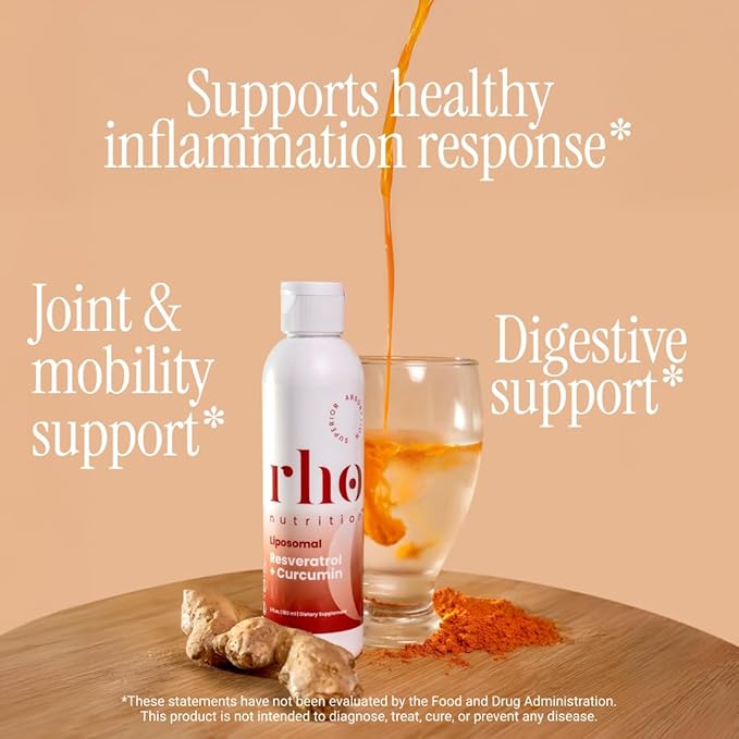 Rho Nutrition Liposomal Curcumin + Resveratrol (3 Pack) – Ultra High Absorption Liquid Curcumin Supplement – Promotes Joint Comfort, Mobility, Cellular Health and Overall Well-Being