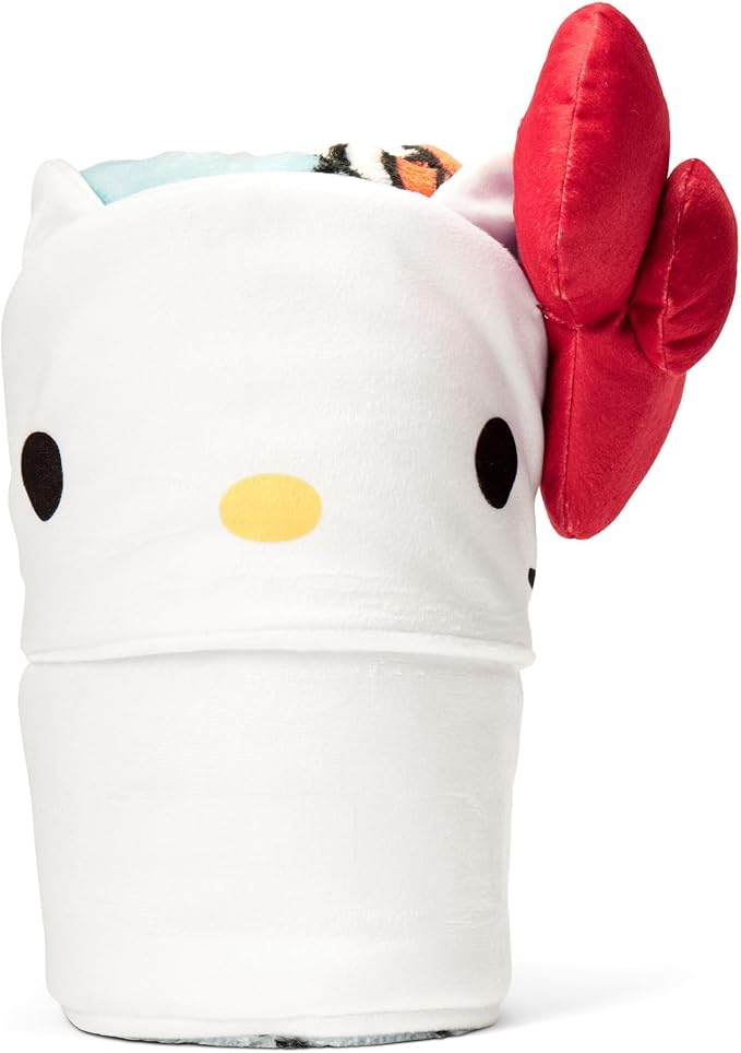 Northwest Sanrio Hello Kitty Blanket, Wearable Hooded Throw, Soft 3D Sculpted Hood, Silk Touch Throw, 40 x 50 Inches