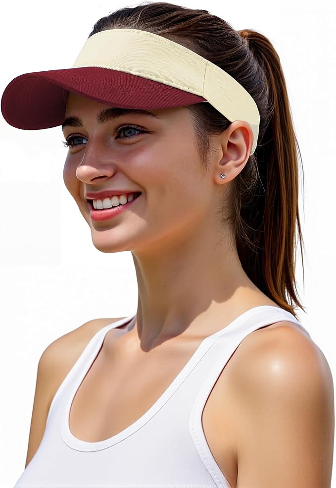 American Trends Sun Visor Hat for Women, Lightweight Quick-Dry Sport Visor | Adjustable fit, Ideal for Golf Tennis & Outdoor Sports, Sweat-Wicking Fabric, Ponytail-Friendly, Wide Brim for Sun Protection