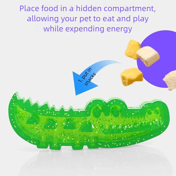 TiaoBug Interactive Treat Dispenser Crocodile Dog Toy Slow Feeder Chew Puzzle for Teeth Cleaning Green Large