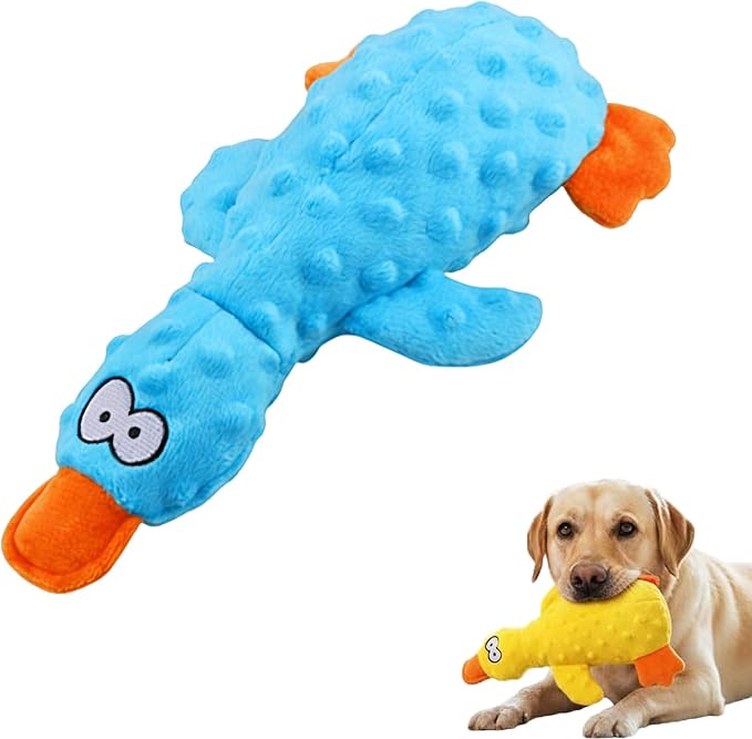 Indestructible Dog Toy for Aggressive Chewers, Durable Stuffed Squeaky Dog Toys for Small Medium Large Dogs, Interactive Chew Teething Puppy Toy for Indoor Outdoor Play (Blue)