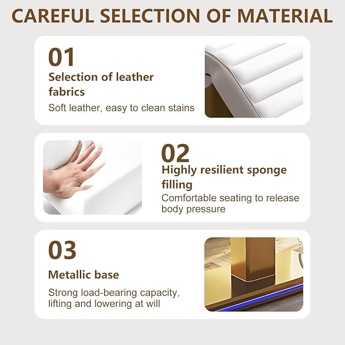 Massage Table-Electric Massage Table with White Light Luxury Style, Facial Beauty Table Includes Intelligent Angle Adjustment, Ambient Light