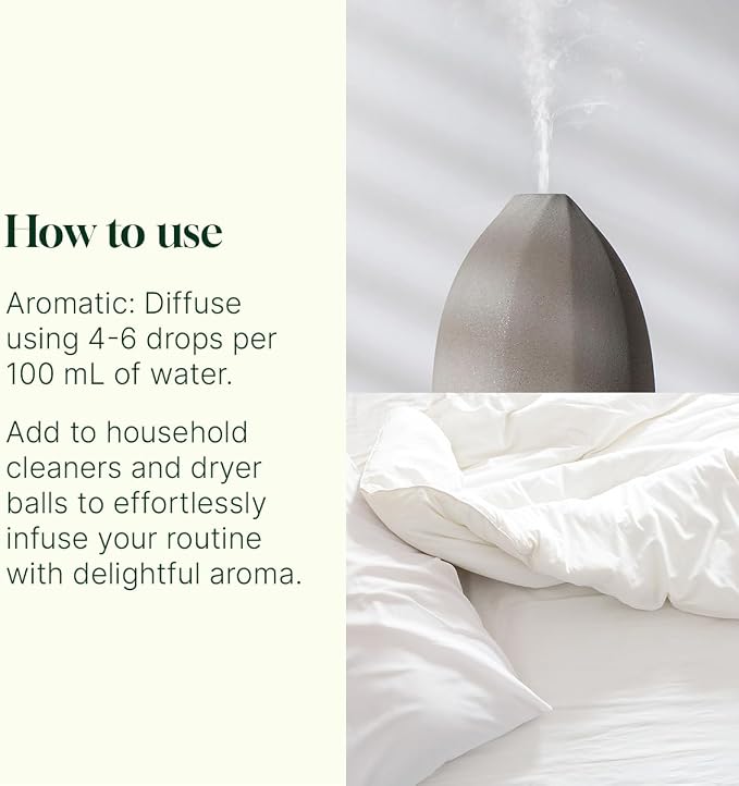 Plant Therapy Home White Linen Natural Fragrance 10 mL (1/3 oz) Fill Your Home with a Fresh Laundry Scent, Made of Essential Oils and Botanical Isolates, Long-Lasting Aroma