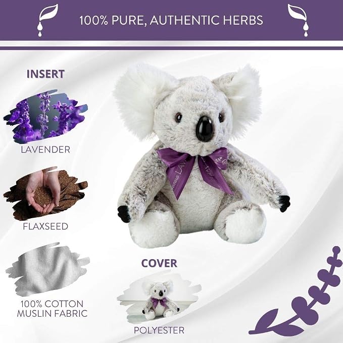 Sonoma Lavender Microwaveable Aromatherapy Pillow Filled with Lavender, Plush Koala, Lavender Scented with Removable Washable Cover, Kalee the Koala