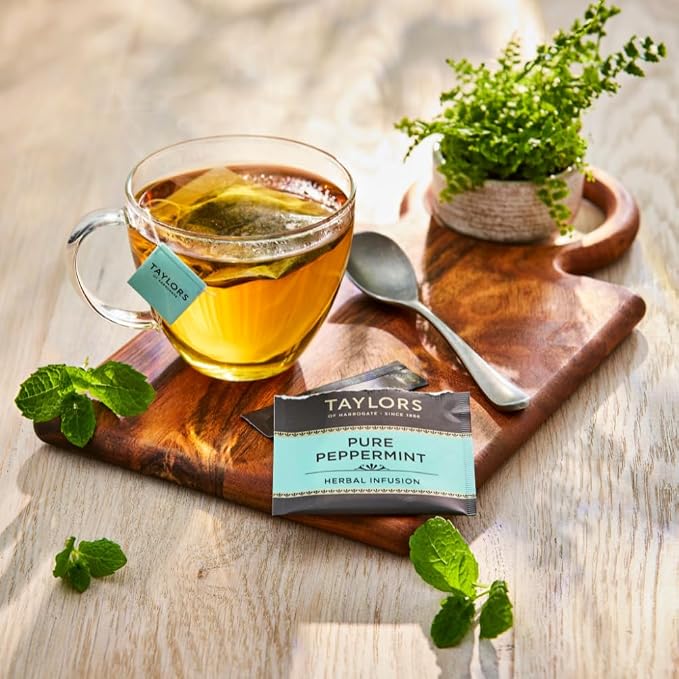 Taylors of Harrogate Organic Peppermint, Herbal Tea, Individually Wrapped Bags, 20 Count (Pack of 1), Clean, Pure and Refreshing, Caffeine-Free, Enjoy Hot or Iced, 20 Teabags