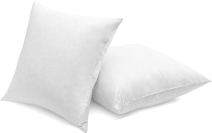 SNUG&COZY Luxury Goose Down Feather Pillow Inserts - 20x20IN, Double Layered Down-Proof Design, Ultra-Soft Cover, High Fill Weight, Pack of 2, White