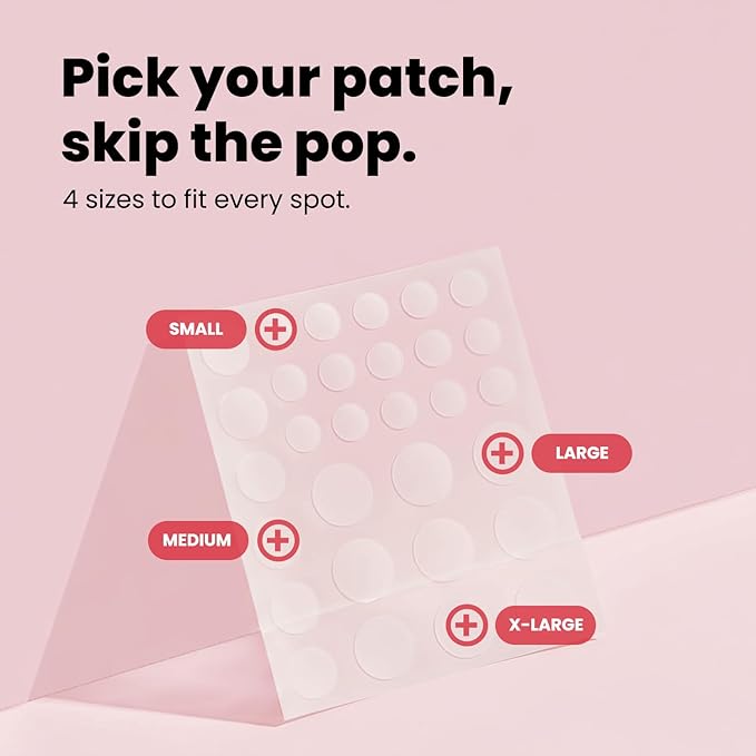ROSELYNBOUTIQUE Pimple Patches for Face (60Ct - 4 Sizes 8,10,12,14mm) - Hydrocolloid Acne Spot Patches Blemishes Pore Strips - Vegan Facial Korean Skin Care Products Cruelty-Free (60 Dots)