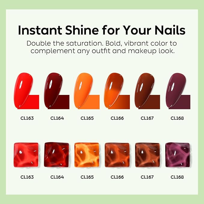 Luxbon 6 pcs Gel Nail Polish Set - Fall Color Set Long Lasting Autumn Gel Polish, uv led Soak Off Nail Art Designs Manicure Kit 028