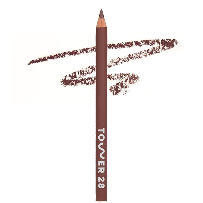 Tower 28 OneLiner - Multi-Use Creamy Lip Liner, Eyeliner & Face Makeup Pencil for Sensitive Skin - Hydrating, Vegan Formula with Shea Butter - Matte, Long-Lasting Finish - Chocolate Brown (1 Count)