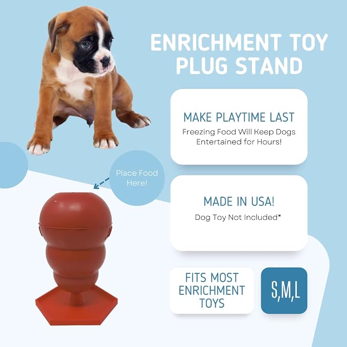 Freezer Holder & Packing Stand Compatible with Kong Dog Toys & Other Enrichment Toys | Enrichment Prep Stopper Stand Accessory for Dogs | Made in USA (Red SM, MED, LG)
