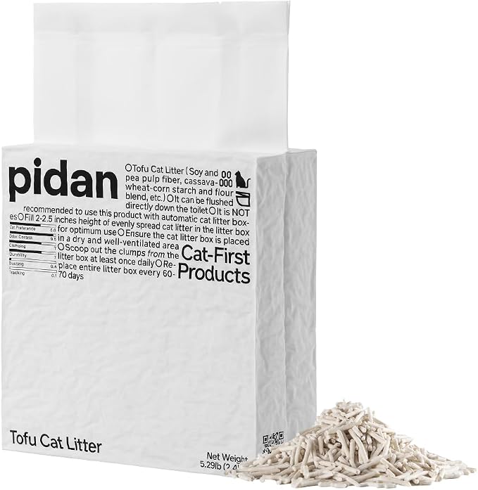 pidan Tofu Cat Litter Clumping,Flushable,Plant Based Litter 1 Pack | Natural Ingredients Litter,Odor Control,Dust-Free,Less Scattering,Pellets,Fast Drying(5.3lb×1bag)