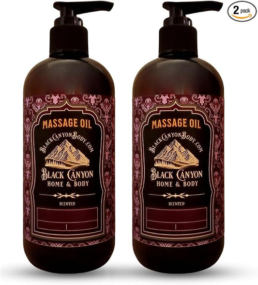 Black Canyon Black Currant Vanilla Scented Massage Oil, 12 Oz (2 Pack)