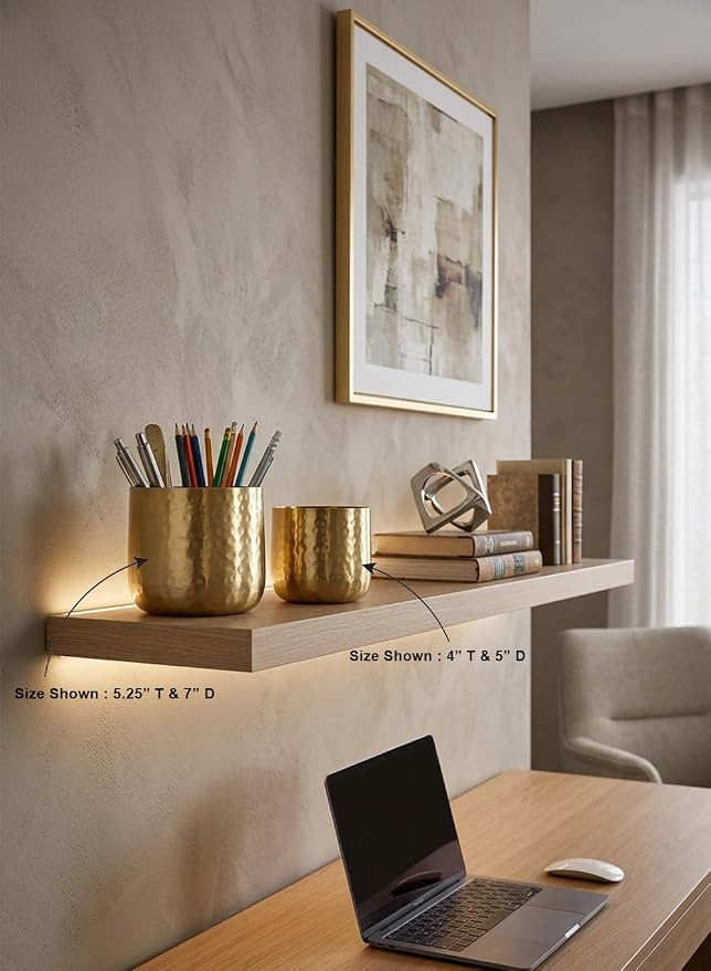 Serene Spaces Living Antique Brass Look Gold Hammered Pots: Stylish Indoor Planter, Decorative Accent for Potted Plants, Gold Flower Vase for Wedding, Extra Small, Set of 12