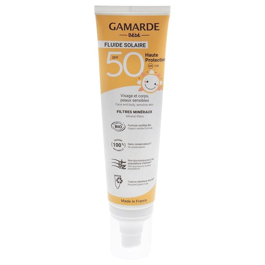 Gamarde Baby and Children Sun Fluid SPF 30 Sunscreen - Mineral Sunscreen for Kids - Invisible Texture, Chemical-Free, and Preservative-Free - 3.38 oz