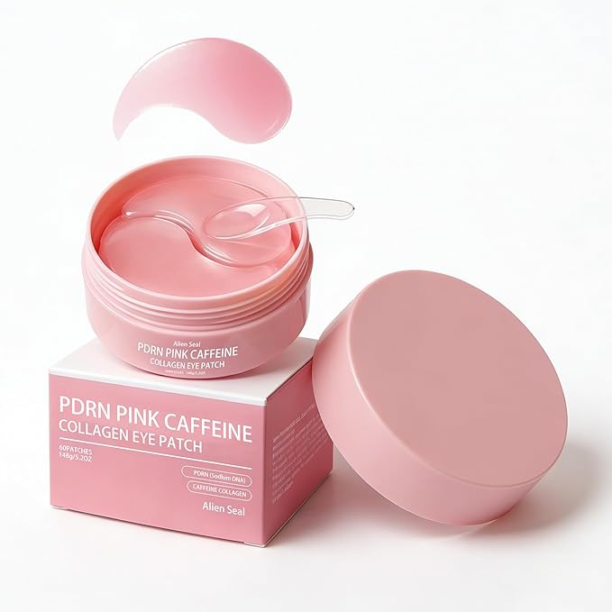 PDRN Pink Caffeine Collagen Eye Patch for Night CareㅣFuller-Looking Eye Area, Under-Eye Puffiness, Dark Circles Care for Smooth, Radiant & Youthful-Looking | Korean Skincare, K-Beauty (1PC)