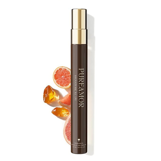 PUREAMOR Pheromone Perfume for Women, Signature N1 Extrait de Parfum – Warm Amber & Vanilla Scent with Citrus & Jasmine, Long Lasting Fragrance, 0.4 oz / 12 ml Travel Size