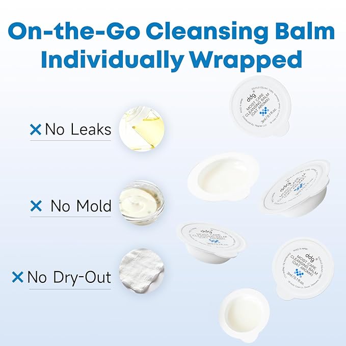 ddg Travel Size Cleansing Balm – Travel-Friendly Makeup Remover for Waterproof Makeup,Sensitive Skin,Vegan Hydrating Formula,Individually Wrapped,10 packs,Holiday Gift
