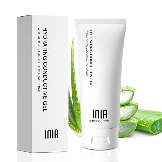 INIA Conductive Gel for Facial and Body Skin Care Machines – Hydrating Gel Primer with Hyaluronic Acid for Women and Men, 3.38 Fl Oz