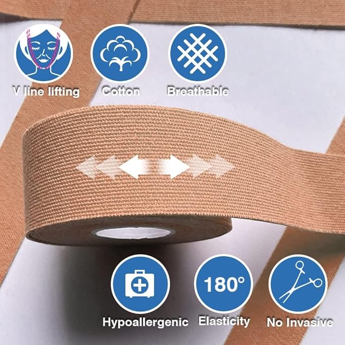 5cm Wide Anti Wrinkles Face Tape for Wrinkles Overnight Wrinkle Tape, Custom Cut to Size Face Lift Tape, Facial Tape, Kinesiology Tape for Face Forehead Frown 11 Lines Eye Smile Line Neck