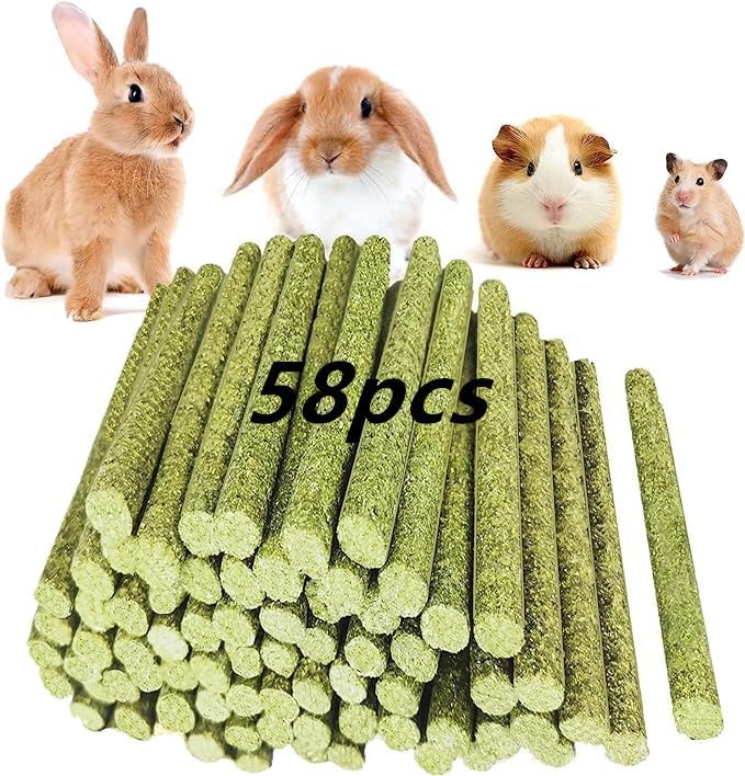 Timothy Hay Sticks 58 Pack Rabbit Chew Toys Guinea Pig Treats