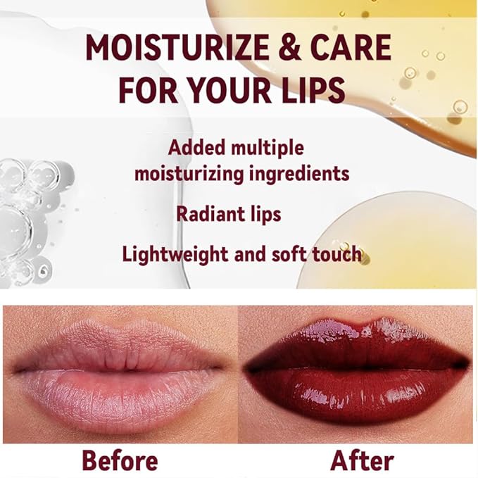 Wine Red Honey Tinted Lip Stain Lip Balm Lip Gloss Lipstick, Sheer Hydrating Lip Stains Tint, Moisturizing Lip Color for All Skin Tones, Nourishing Lip Balm with a Hint of Natural Black Cherry