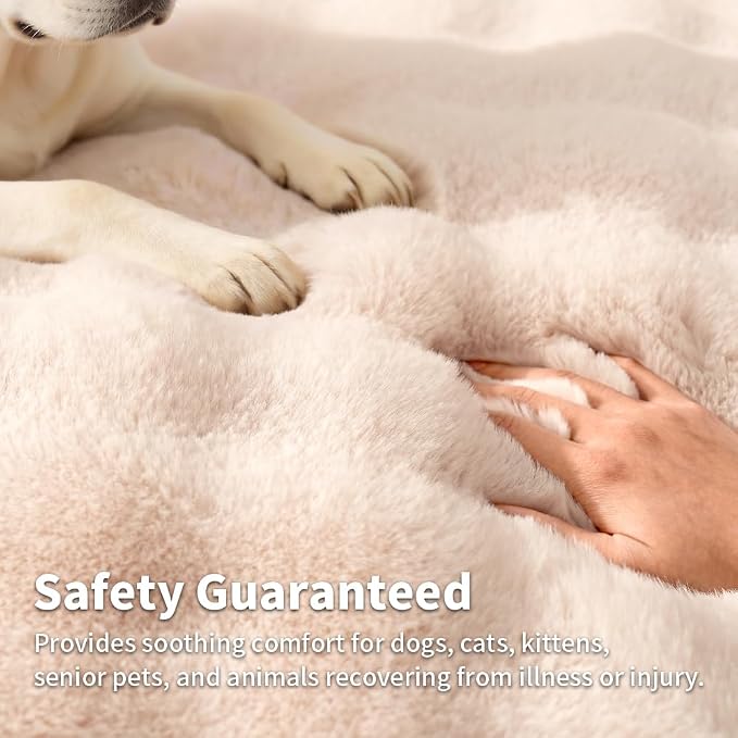 SOMAHE Plush Dog Bed Mat, Machine Washable, Large 35x27 Milky White | Machine Washable + Non-Slip Paw Bottom: plush dog mat stays fluffy and helps reduce sliding on indoor floors.