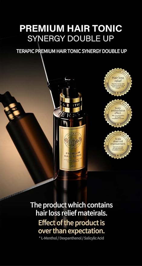 Premium Hair Tonic Synergy Double Up - Hair Thickening Scalp Serum for Anti-Hair Loss, Root Strengthening & Instant Cooling Care for Thinning Hair, 5.41 fl. oz
