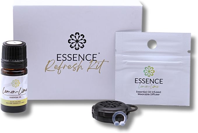 Essence Wearable Aromatherapy Nasal Diffuser – Lemon-Lime Essential Oil Nose Ring Silicone Inhaler for Stress & Mood Support - Made in USA & Travel-Friendly