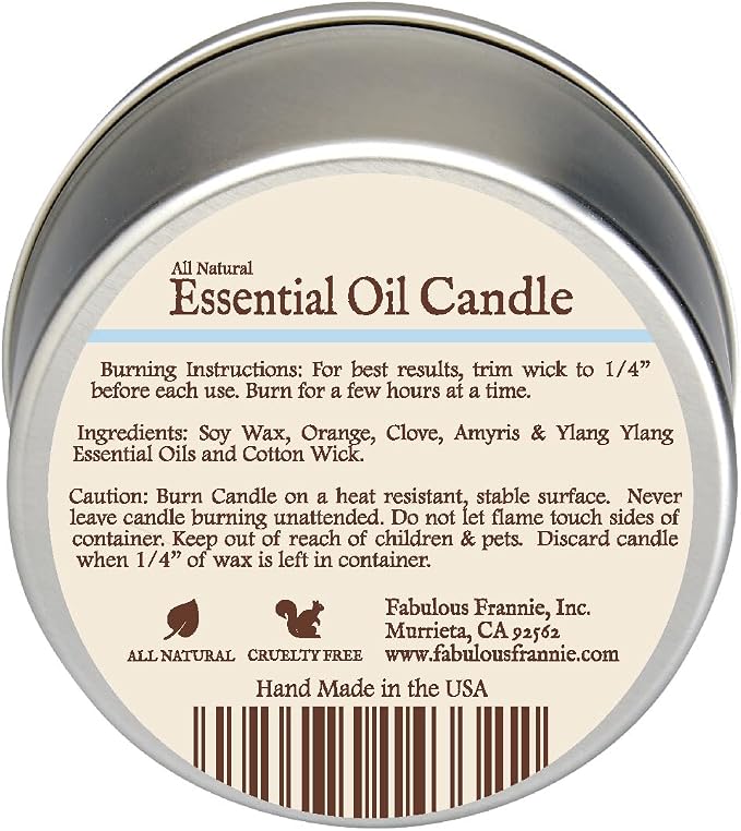 Fabulous Frannie Mind Body Soul All-Natural Soy Candles Cotton Wick High Pure Essential Oil Scent 40 Hours Burn Time Gift for Women & Men 6 Ounce (Pack of 1)