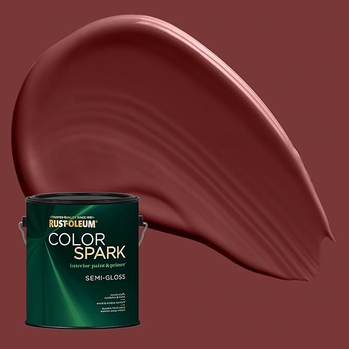 Rust-Oleum Color Spark Interior Paint and Primer in One, Semi-Gloss, Mulled Wine, 1 Gallon
