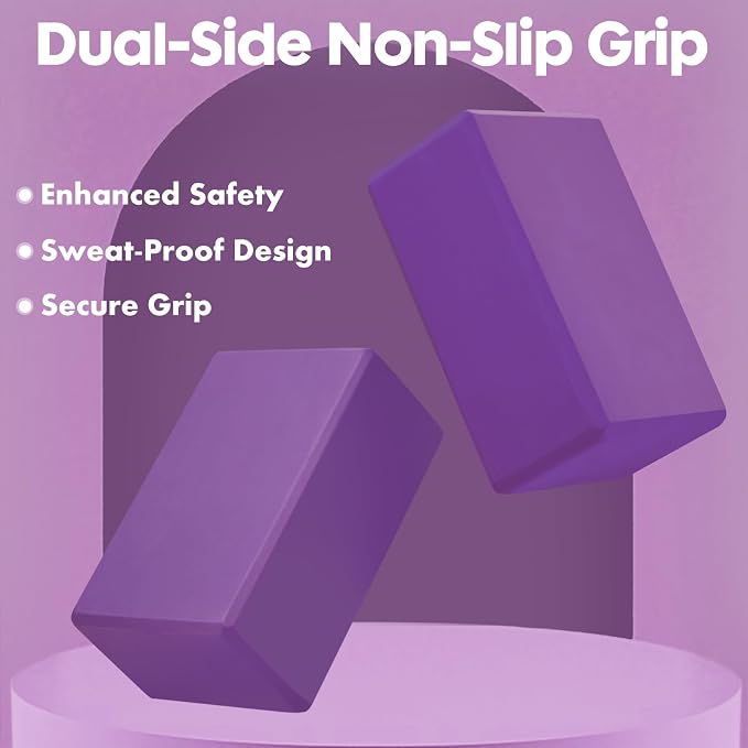 High-Density EVA Yoga Block – Hard & Thick (250g) Block for Yoga, Pilates, Dance Workout – Non-Slip Exercise Brick for Beginners, 9x6x4 Inches