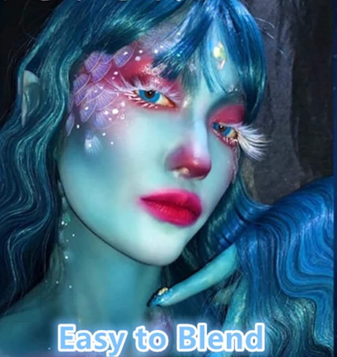 Go Ho Light Blue Face Paint Washable for Halloween Makeup,Creamy to Gel Water Based Body Paint Full Coverage for Adults Children Cosplay Ghost Bride SFX Costumes Festivals Makeup,25g