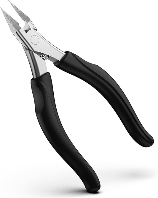 BALUCA Professional Straight Edge Toenail Clippers for Thick Nails & Ingrown Toenails - Heavy Duty Long Handle Nail Clippers for Seniors and Adults with Precision Design for Pain-Free Grooming,Black