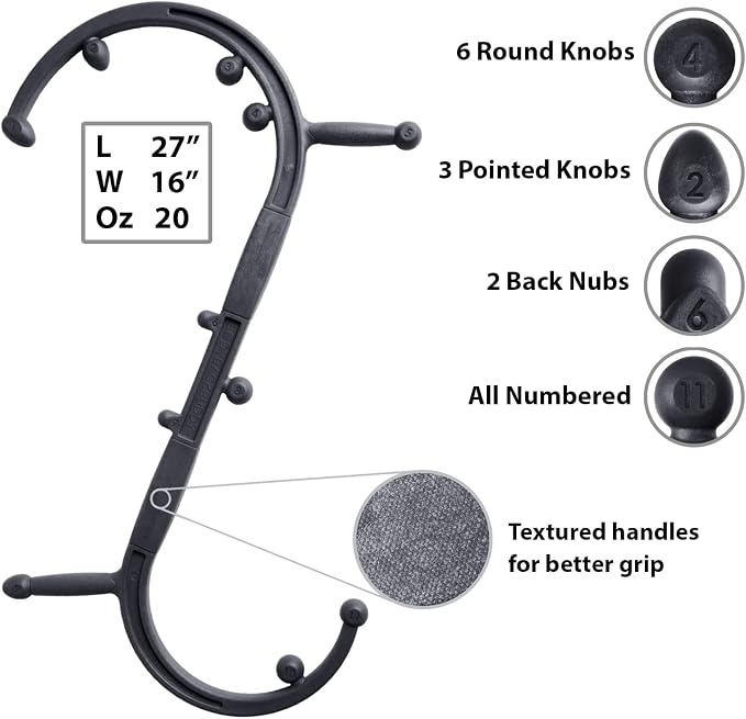 Body Back Buddy Elite FSA Eligible Trigger Point Massage Tool, Neck and Back Massager Handheld, Manual Self Massager, Massage Cane, Muscle Knot Remover with Instructions, 2-Pack Bundle (Black)