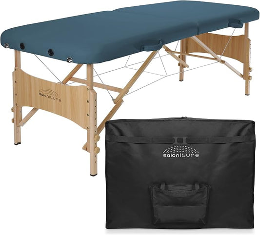 Saloniture Basic Portable Folding Massage Table - Blue
