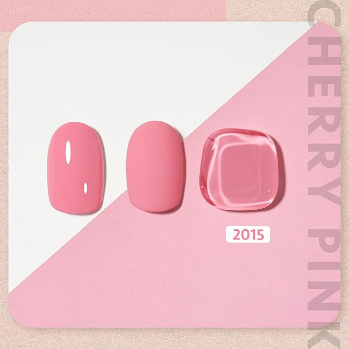 GAOY Pink Gel Nail Polish, 16ml Soak Off Gel Polish, UV Light Cure for Nail Art DIY Manicure at Home, 2015 Cherry Pink