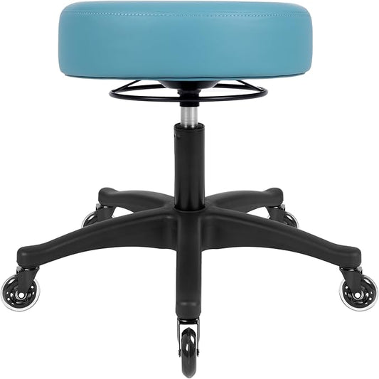 TAKE UR SEAT® All-Purpose Stools with Adjustable Seat and Easy Clean Performance Fabrics for Cleanroom Lab Medical Office Classroom Shop Garage Spa Massage Tattoo(Blade Wheels) (15" Blue)