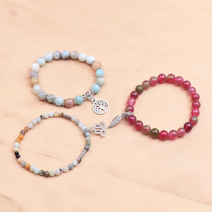 UEUC Tree of Life Yoga Healing Stone Bracelets,Multilayer Lotus Chakra Stone Reiki Bracelet Sets,Anxiety Crystal Natural Stone,for Women Stress Relief