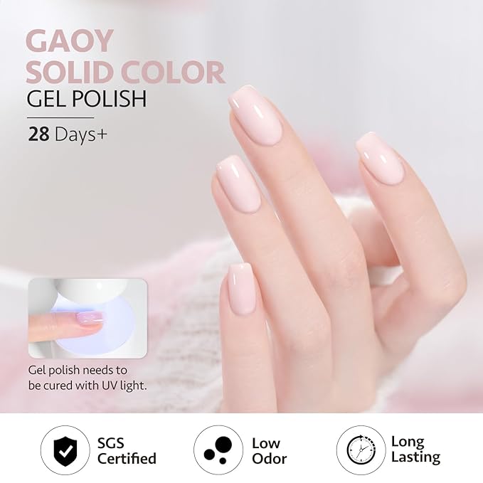 GAOY Pink Gel Nail Polish, 16ml Soak Off Gel Polish, UV Light Cure for Nail Art DIY Manicure at Home, 2082 Barely Pink