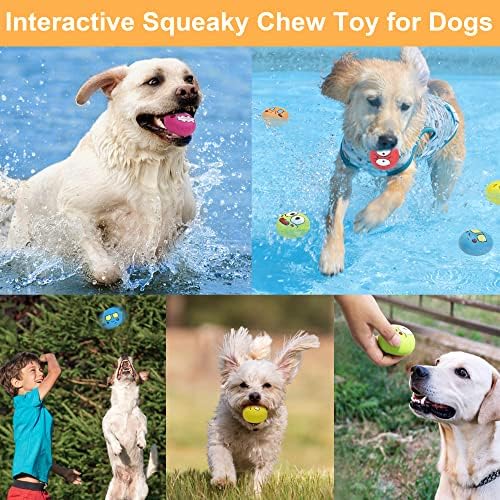 Latex Dog Chewing Squeaky Ball Toys Face Fetch Play Toy for Puppy Small Medium Pets Dog cat (6 PCS(C))