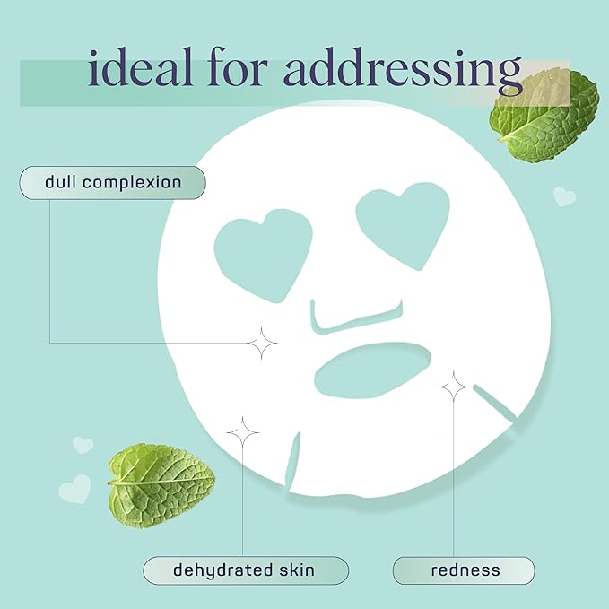 SpaLife Valentines Duo Mint Facial Masks Set 2-pack | Hydrating, Soothing, and Moisturizing with Natural Mint Scent | Valentines Facial Sheet Mask Skin Care Gift | Perfect Valentine Gift Set