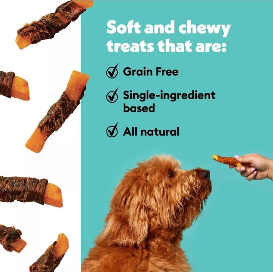 Wiggles & Wags Twists Dog Treats, Chicken & Sweet Potato and Beef & Sweet Potato, Soft and Chewy, 16 oz (Pack of 2), Plus Bone Shaped Waste Bag Dispenser & Roll