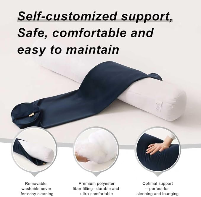 Body Pillow for Adults,Long Round Pillow,Big Cylindrical Pillow,Large Full Bolster Pillows for Side Sleepers (Teal Blue, 47.24"*7.87")