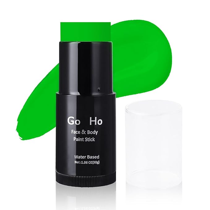 Go Ho Amazon Green Face Paint Stick,Water Based Washable Face Paint Makeup Stick,Non-toxic Full-coverage Cream Body Paint for Halloween Costumes Cosplay SFX Hulk Gamora Makeup