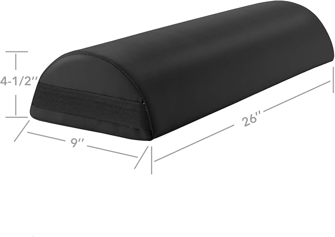 Saloniture Jumbo Half Round Massage Table Bolster Under-Knee Pillow Pad - 26 x 9 x 4.5 Inch - Black