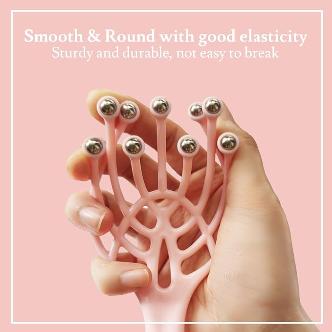 GSHOW 9-Finger Scalp Massager, Handheld Manual Head Scratcher with 360° Rotating Steel Beads, Waterproof Massage Tool for Hair Care, Itch Relief & Relaxation