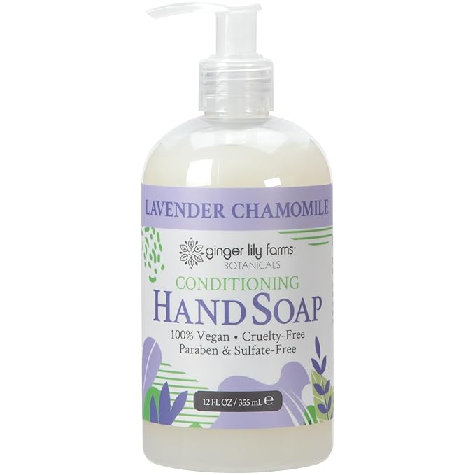 Ginger Lily Farms Botanicals Conditioning Liquid Hand Soap Refill, 100% Vegan & Cruelty-Free, Lavender Chamomile Scent, 12 Fl Oz (Pack of 6)
