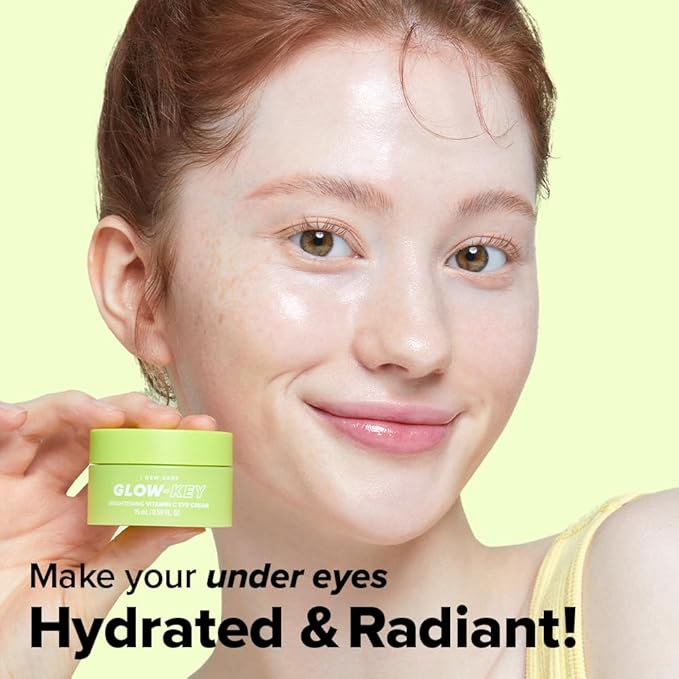 I DEW CARE Vitamin C Eye Cream & Roller Set - Glow-Key | Korean Skin Care, Dark Circles Reducer, Treatment with Hyaluronic Acid, Niacinamide, Cooling Eye Stick Ball 0.50 FL Oz